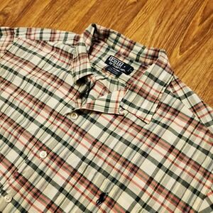 Vtg Polo Ralph Lauren Shirt Men XL‎ Plaid Button Down Caldwell Loop Collar